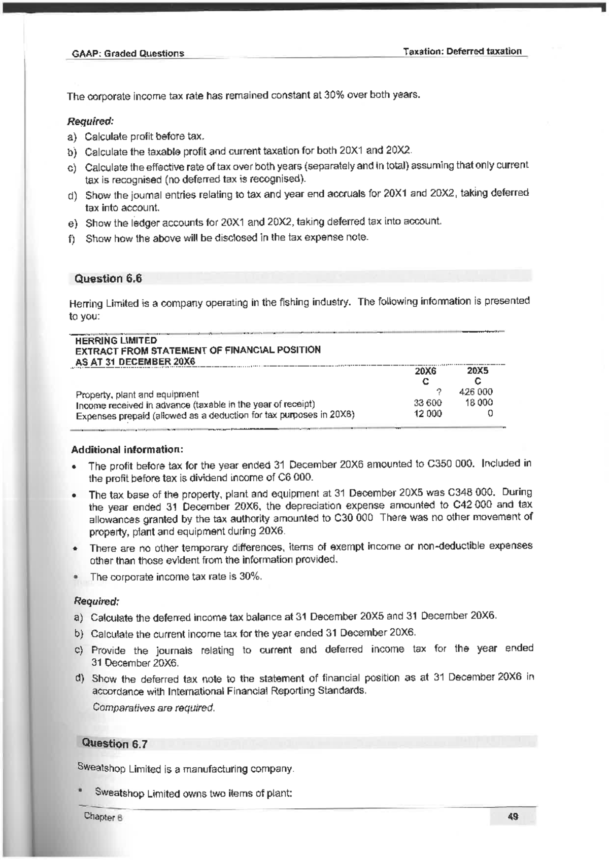 GAAP: Graded Questions on Deferred Taxation - Q6 Analysis - Studocu