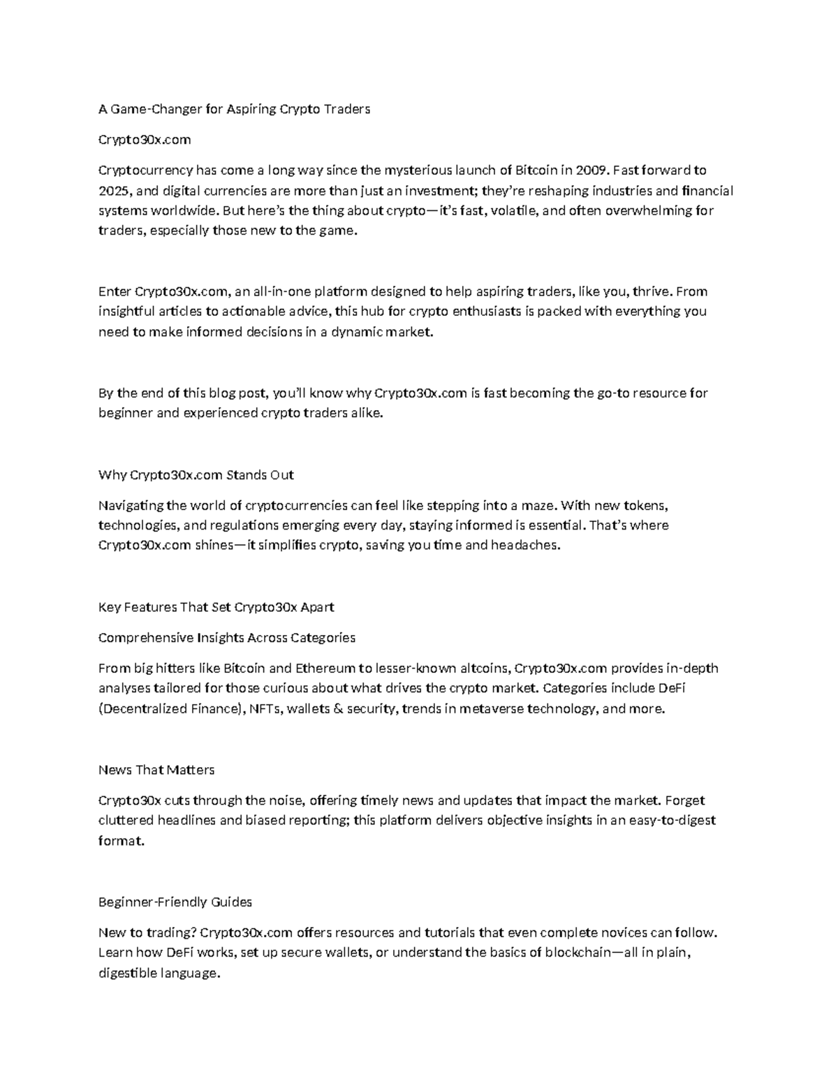 Crypto30x: Essential Notes for Beginner Traders in Cryptocurrency - Studocu