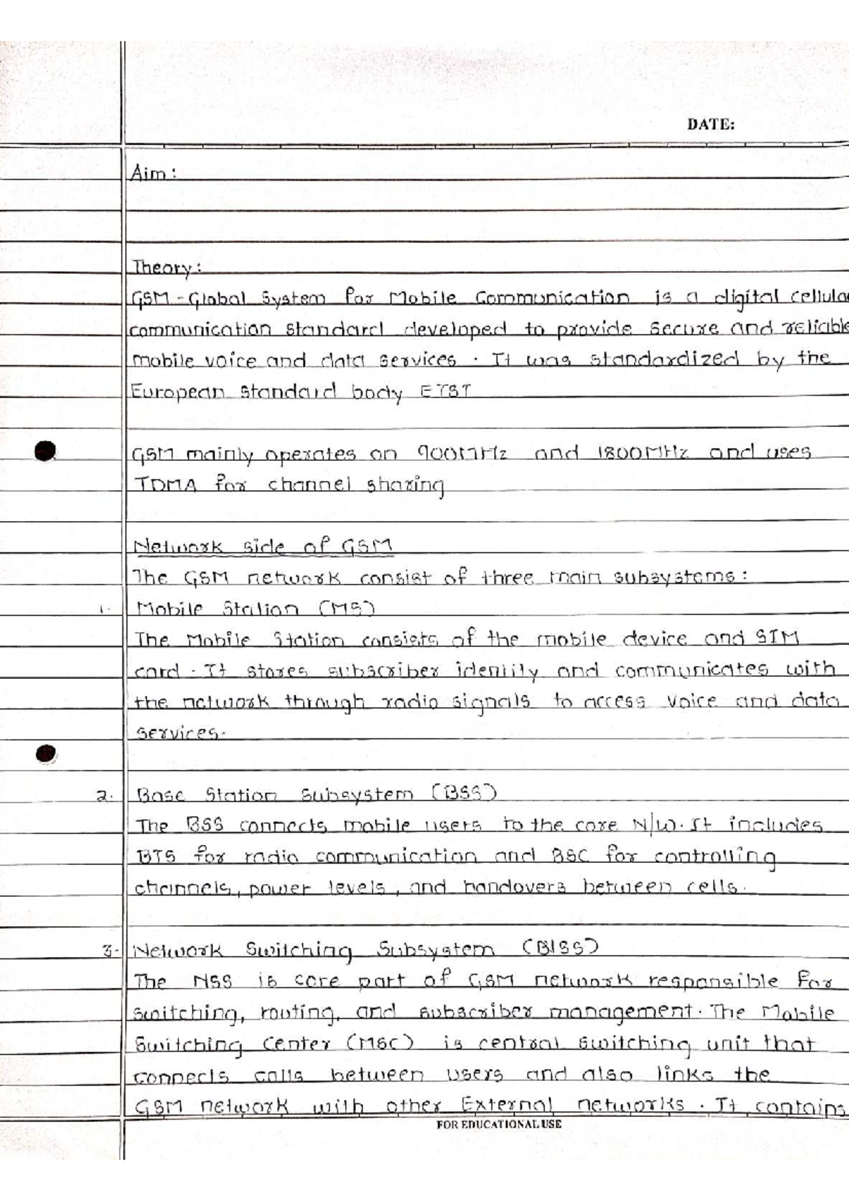 MC 2 - Lecture Notes on GSM Theory and Operation - Studocu