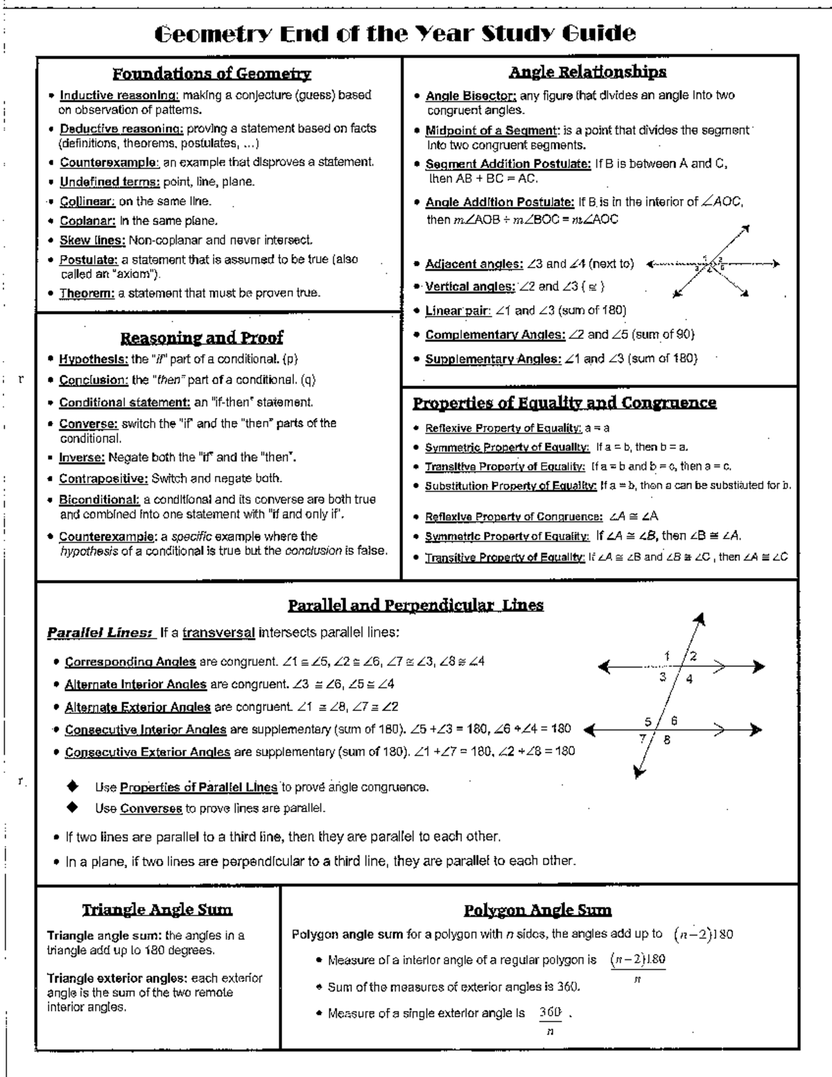 Geometry Foundations: End of Year Study Guide & Key Insights - Studocu