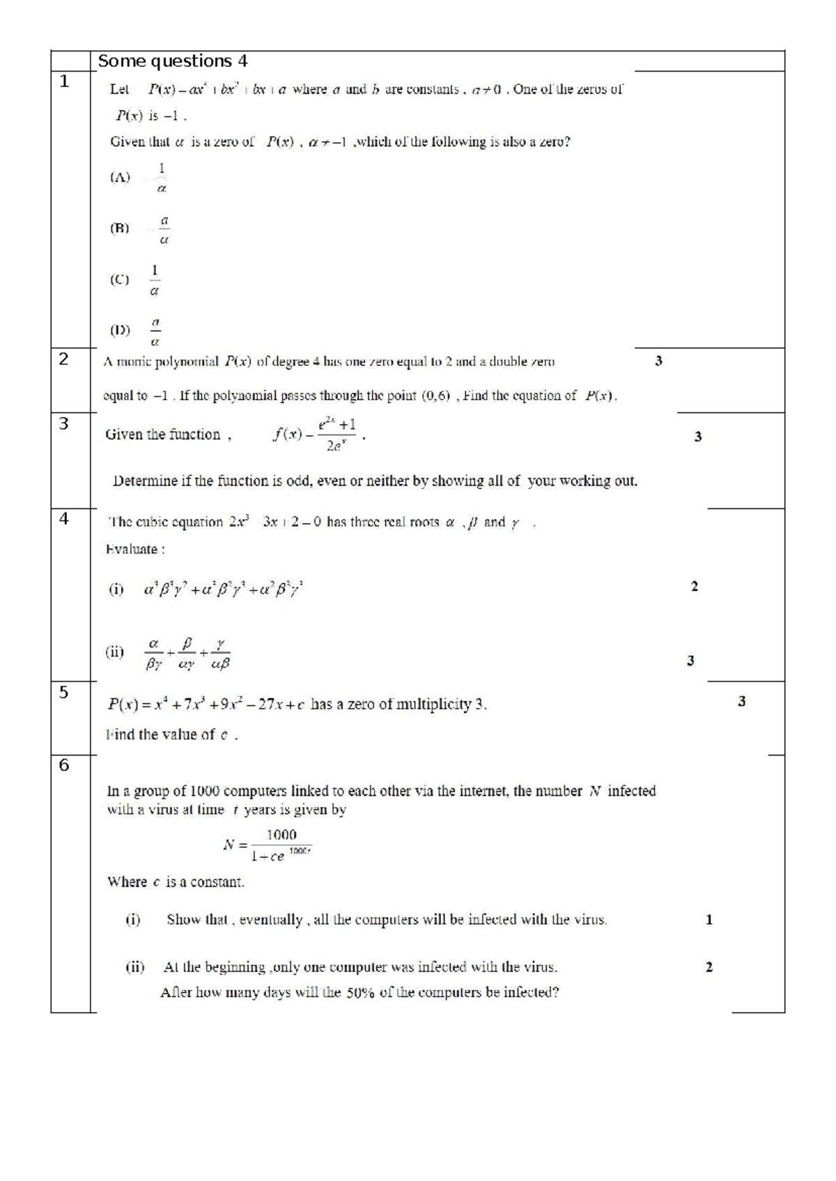 Mathematics Questions & Solutions for Course Code 4 - Polynomial ...