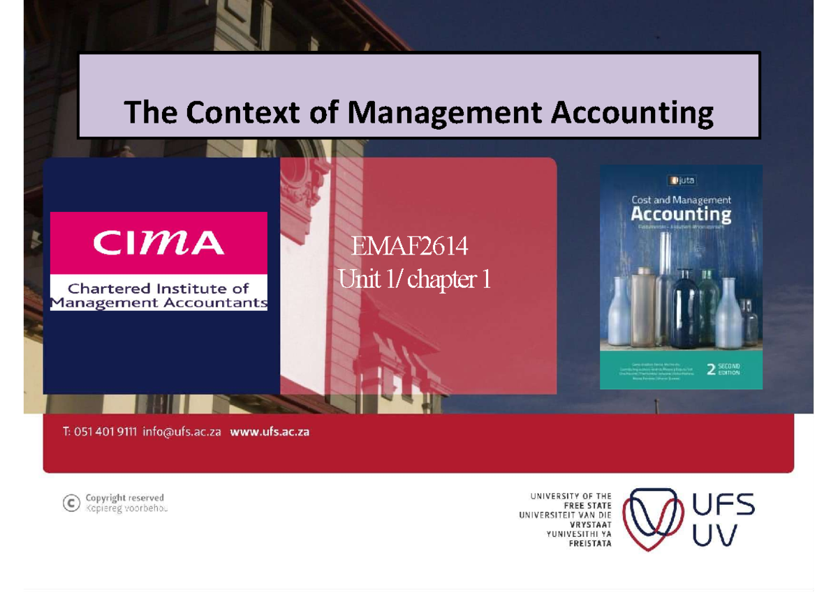 EMAF2614 Unit 1: Comparison of Financial & Management Accounting - Studocu