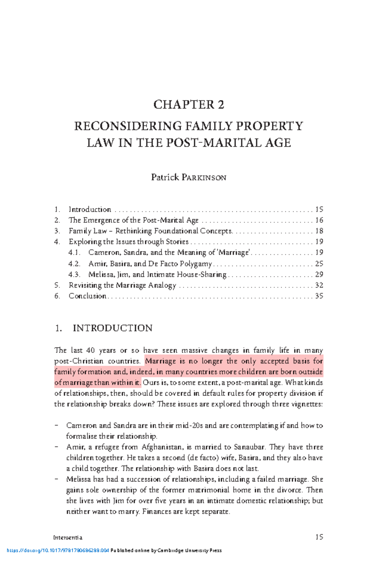 CHAPTER 2: RECONSIDERING FAMILY PROPERTY LAW IN THE POSTMARITAL AGE ...