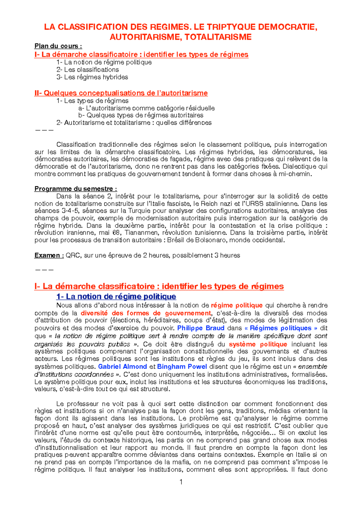 Introduction à la Classification des Régimes : Démocratie ...