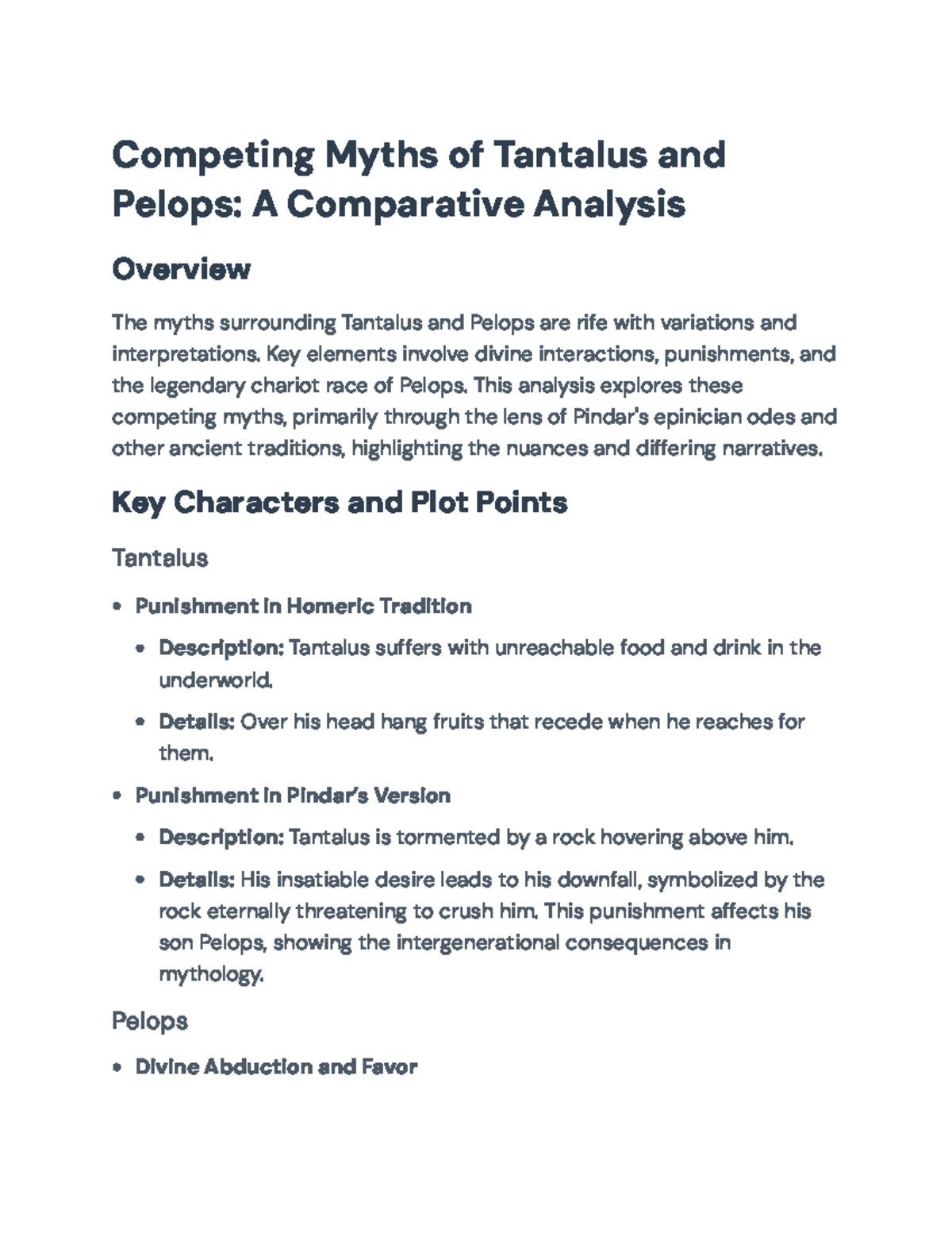 Comparative Analysis of Tantalus and Pelops Myths in Greek Culture ...