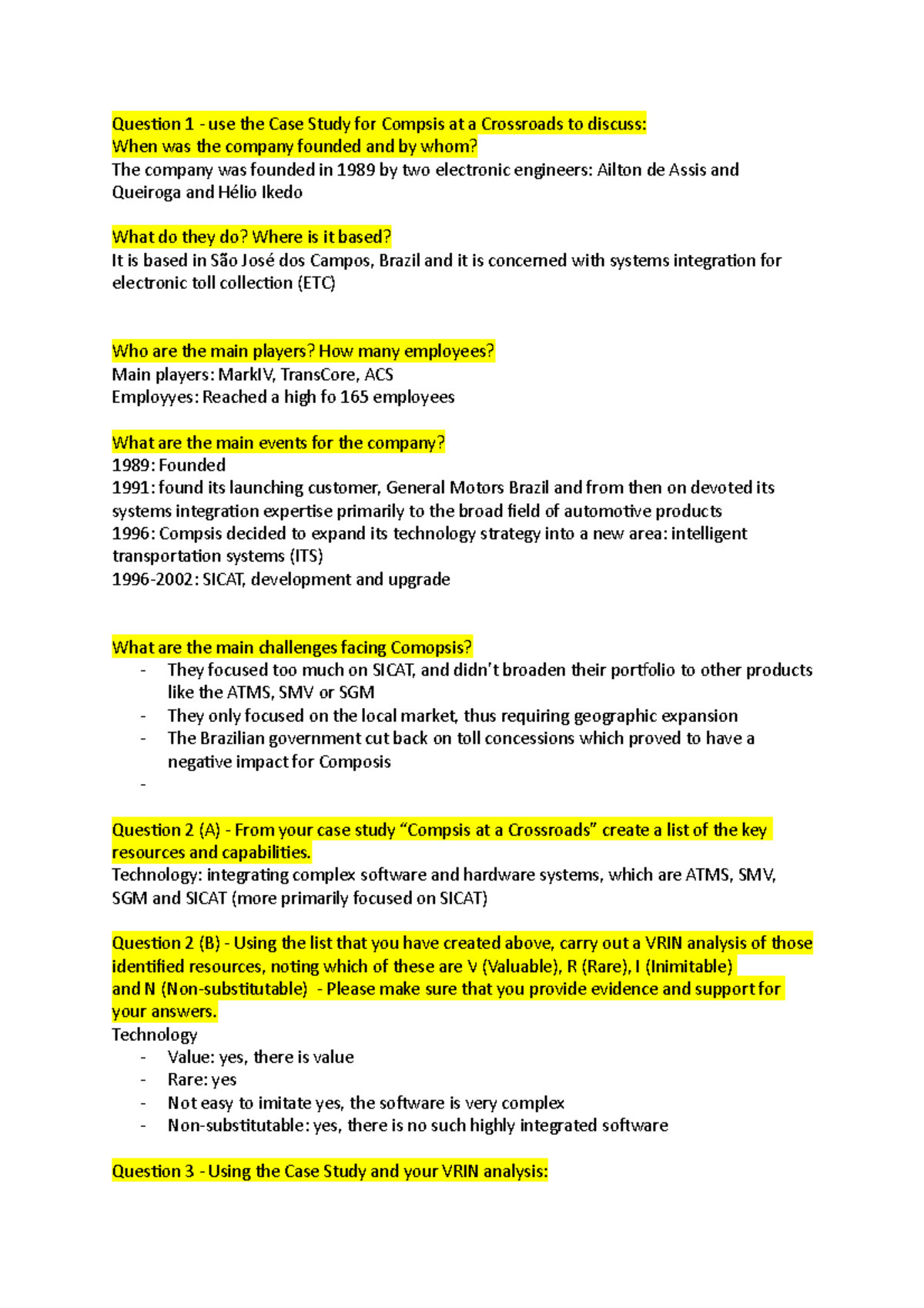 Tutorial Case Study No. 3 - Question 1 - use the Case Study for Compsis ...