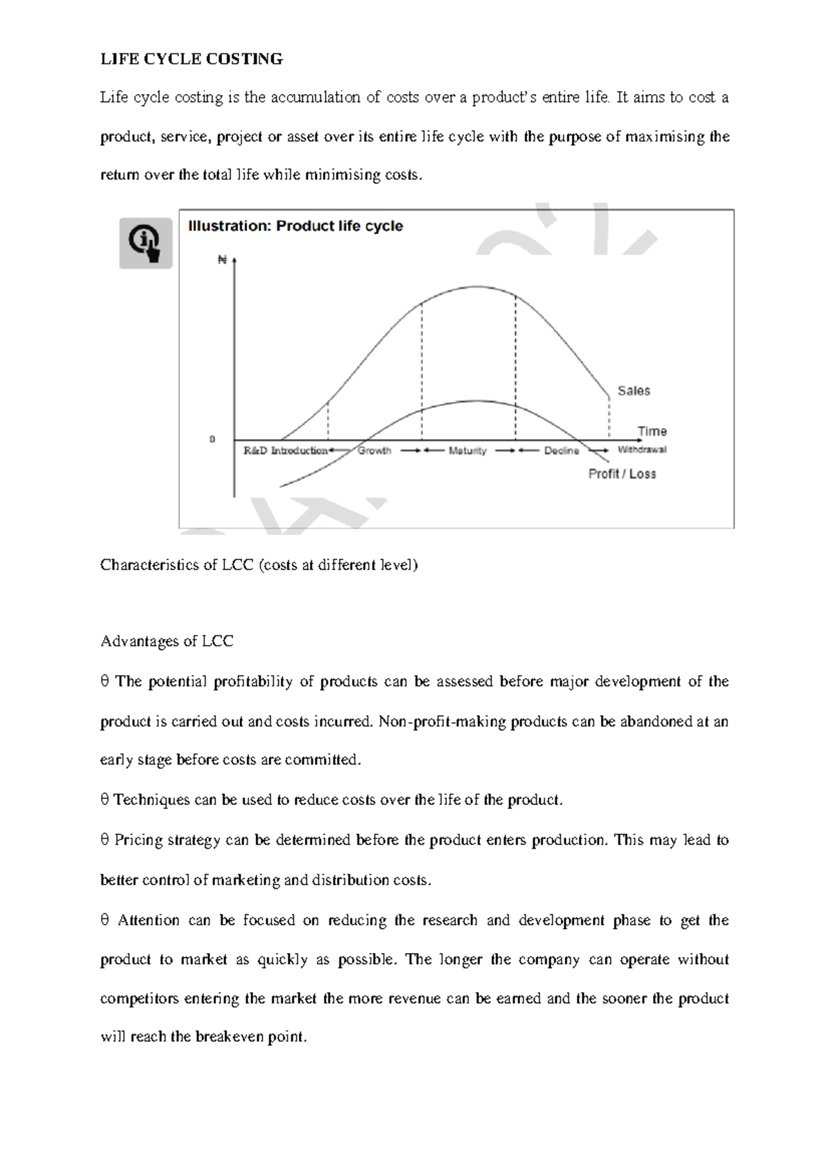 LIFE Cycle Costing - LIFE CYCLE COSTING Life cycle costing is the ...