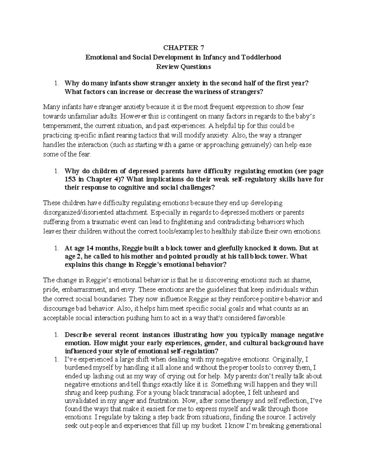 Chapter 7 - CHAPTER 7 Emotional and Social Development in Infancy and ...