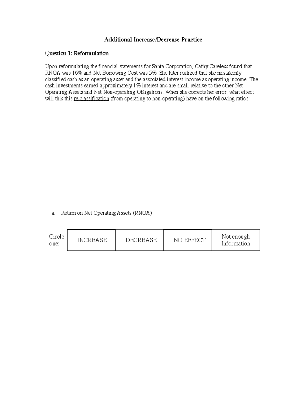 Additional Sample for Midterm with solutions - Additional Increase ...