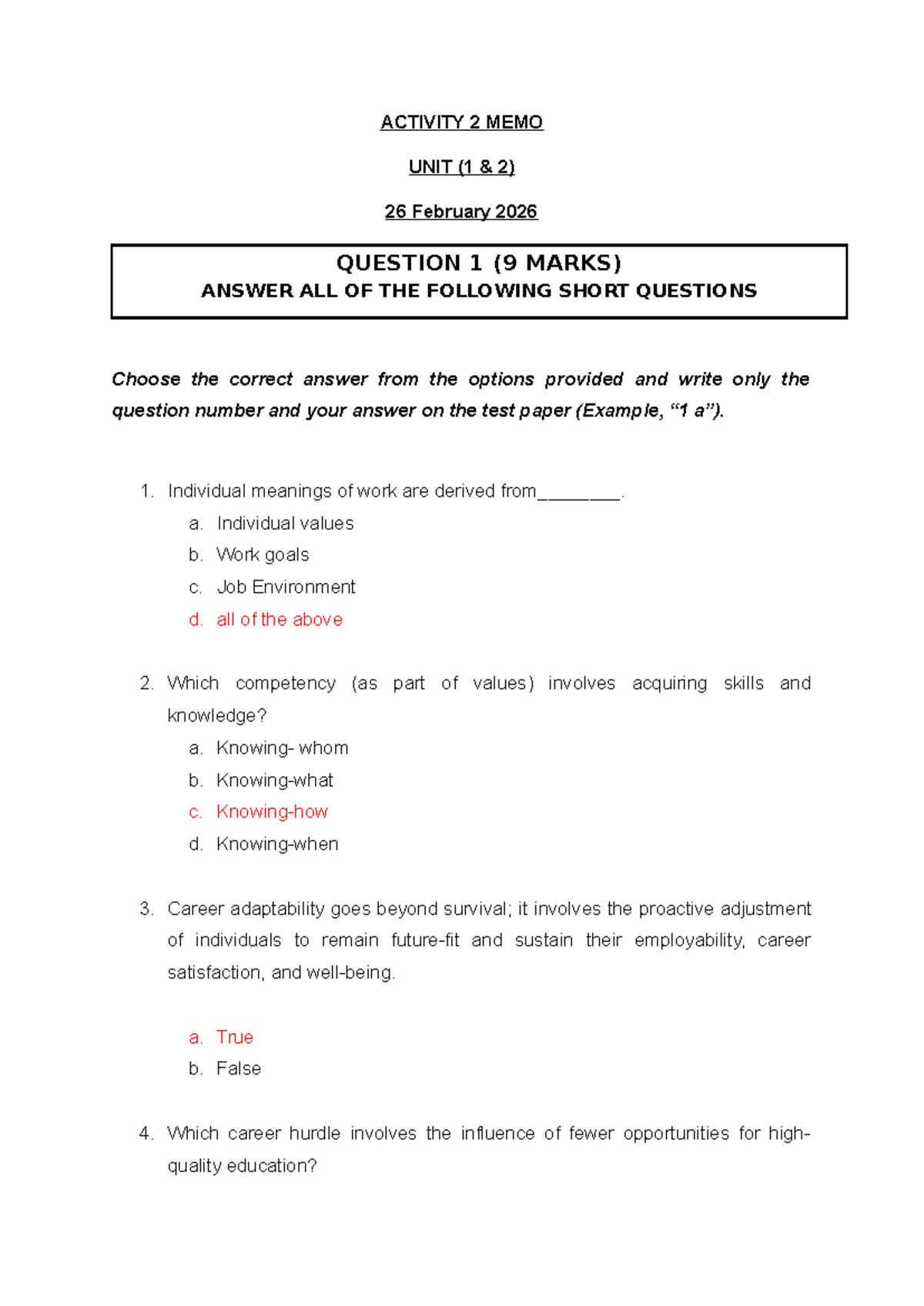 Activity 2 Memo - ECAP2614 Practical Activities and Case Study Analysis ...