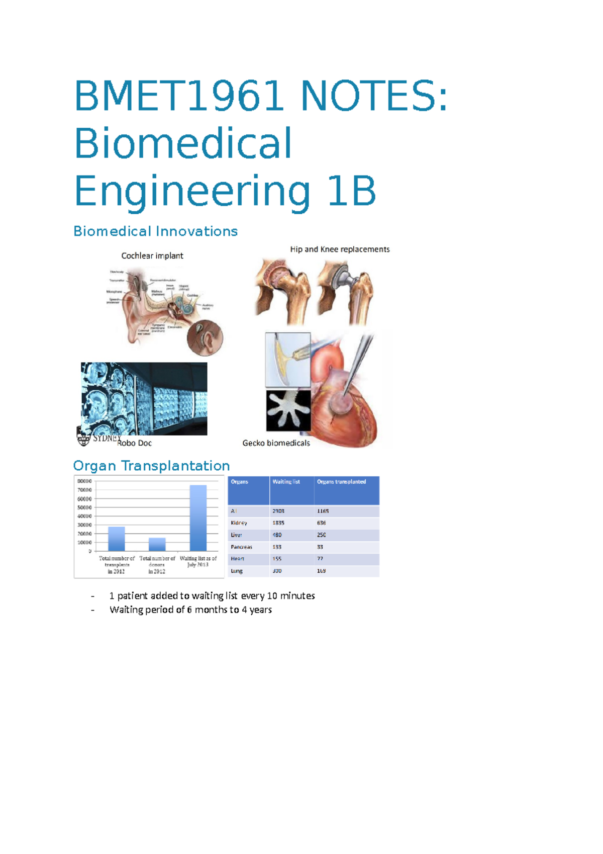 BMET1961 Final Exam Notes: Cell Biology & Biomedical Innovations - Studocu