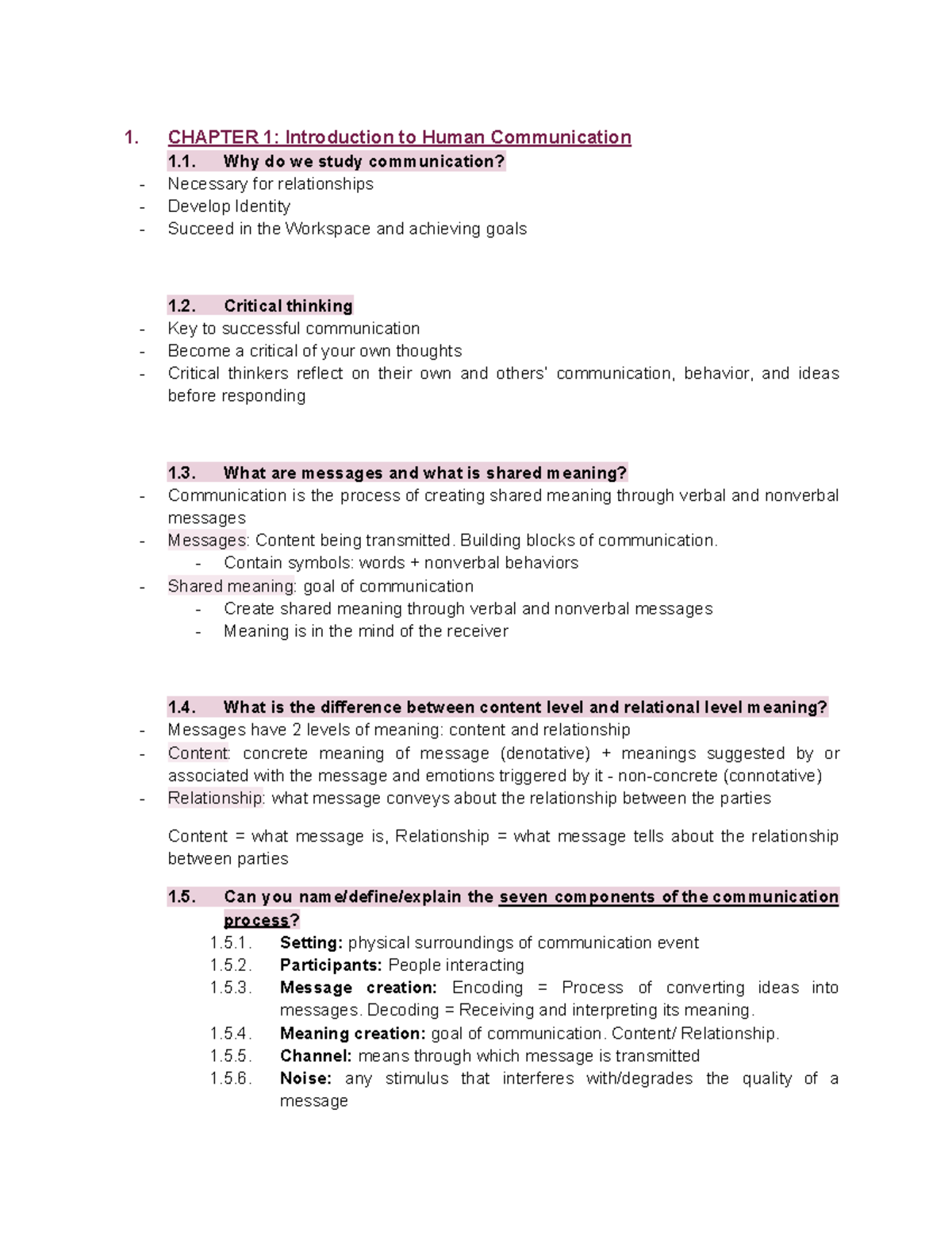 COM 101: Test #1 Review - Summary and Revision Notes for Exam - Studocu