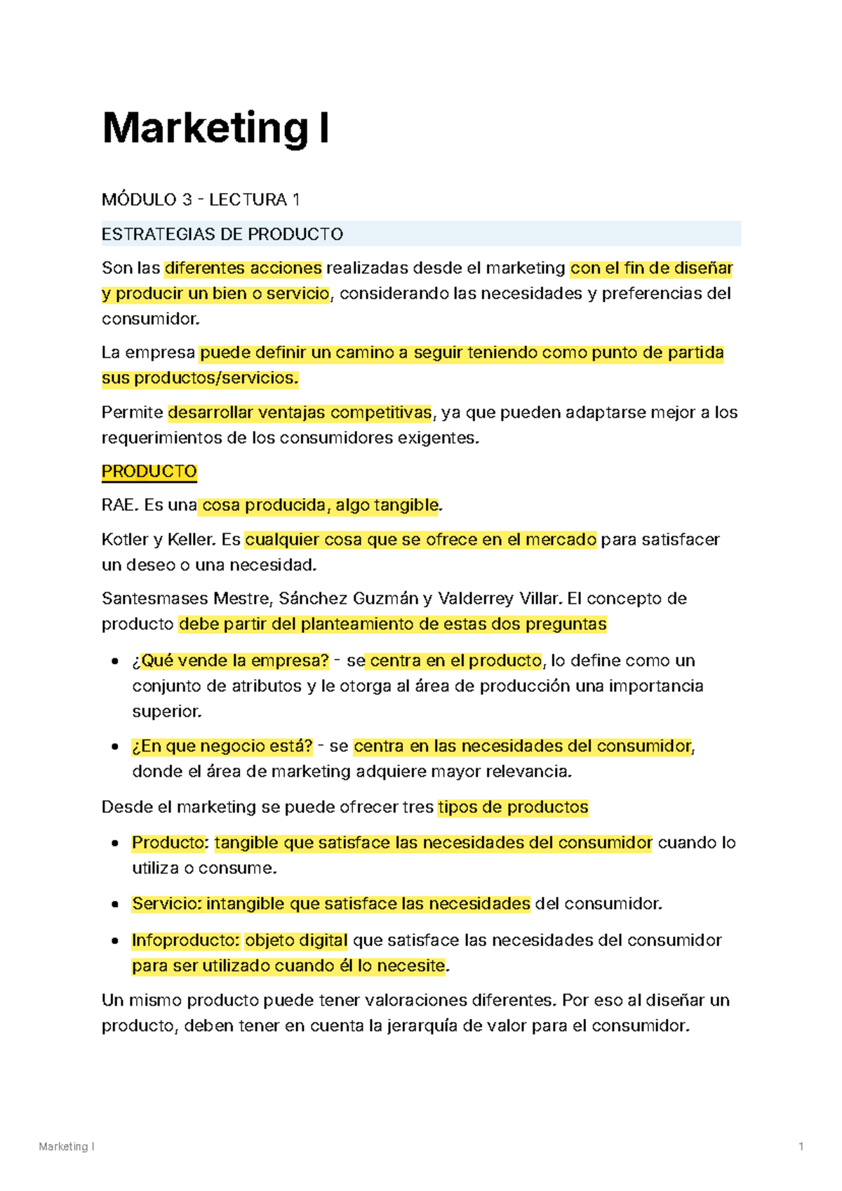 Resumen Parcial 2 de Marketing I: Estrategias de Producto y Precio ...
