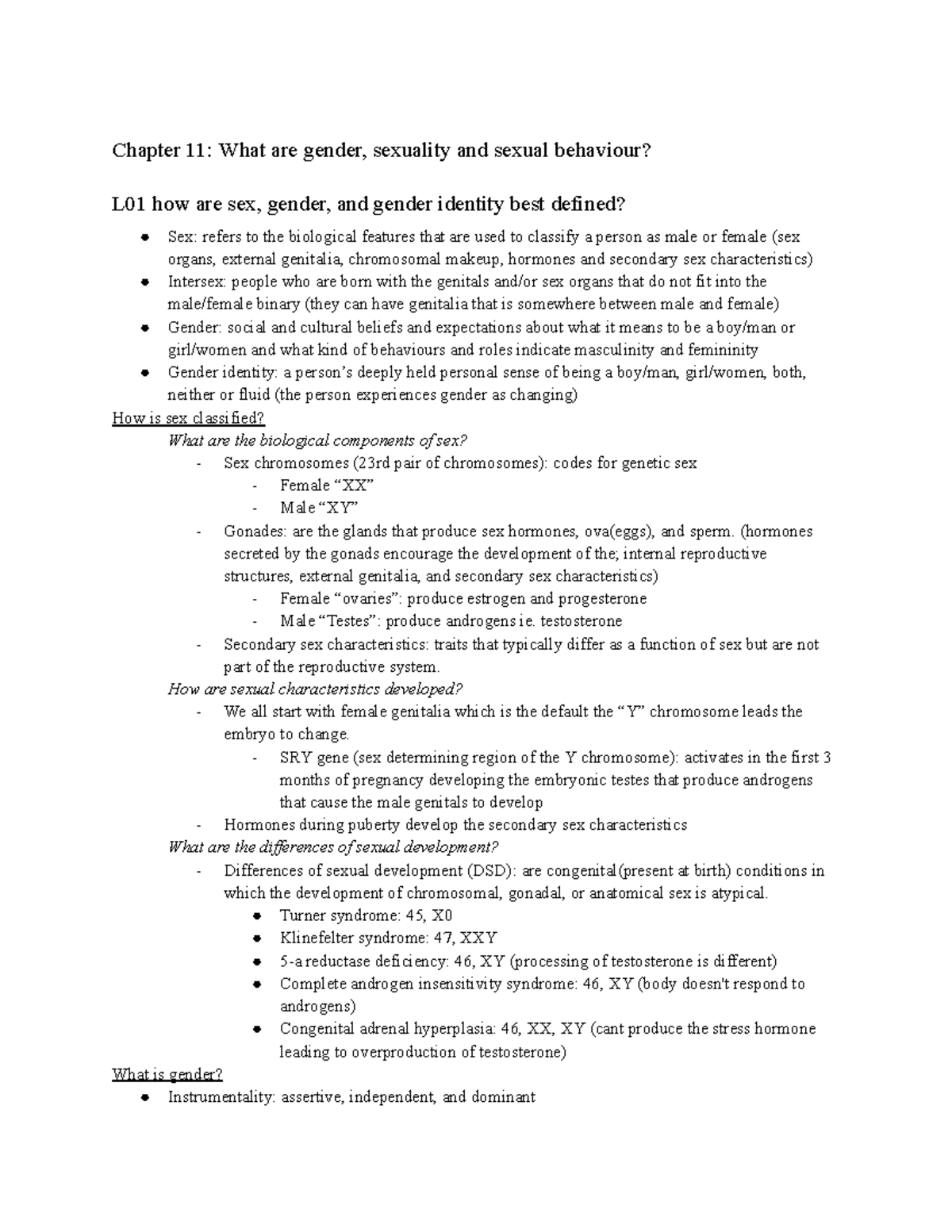 Sex - lecnotes - Chapter 11: What are gender, sexuality and sexual ...