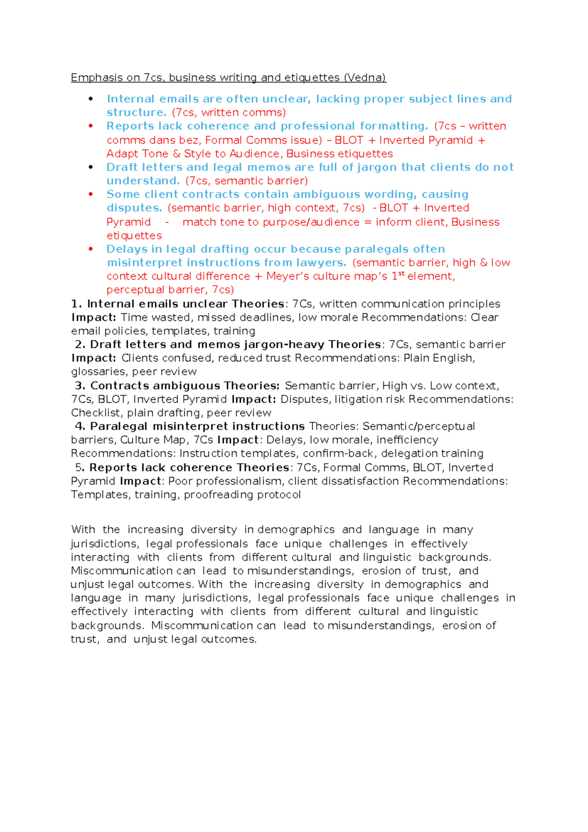 Emphasis on 7Cs in Business Writing & Communication (7cs, Final Notes ...