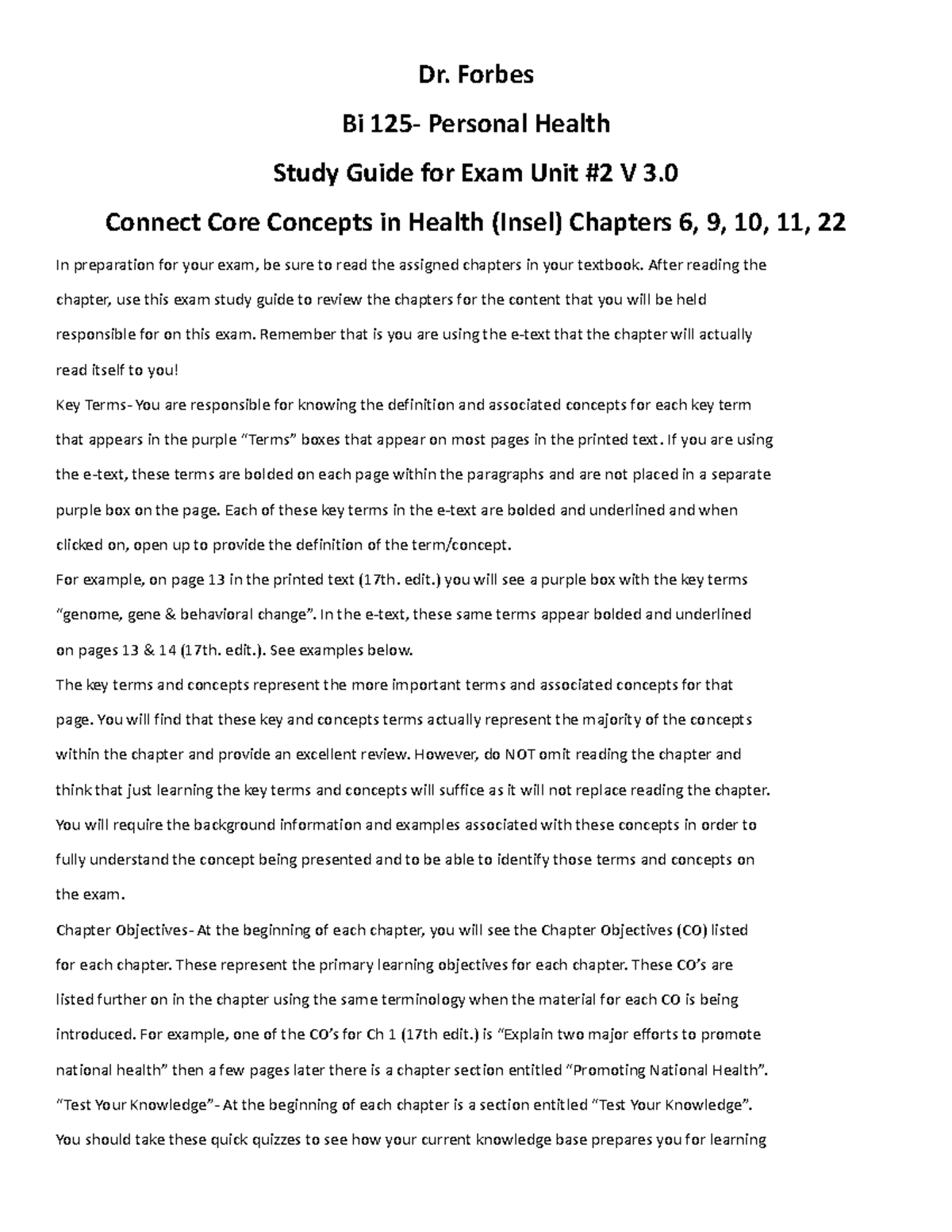 Bi 125 Exam #2 Study Guide: Key Terms and Concepts for Success - Studocu