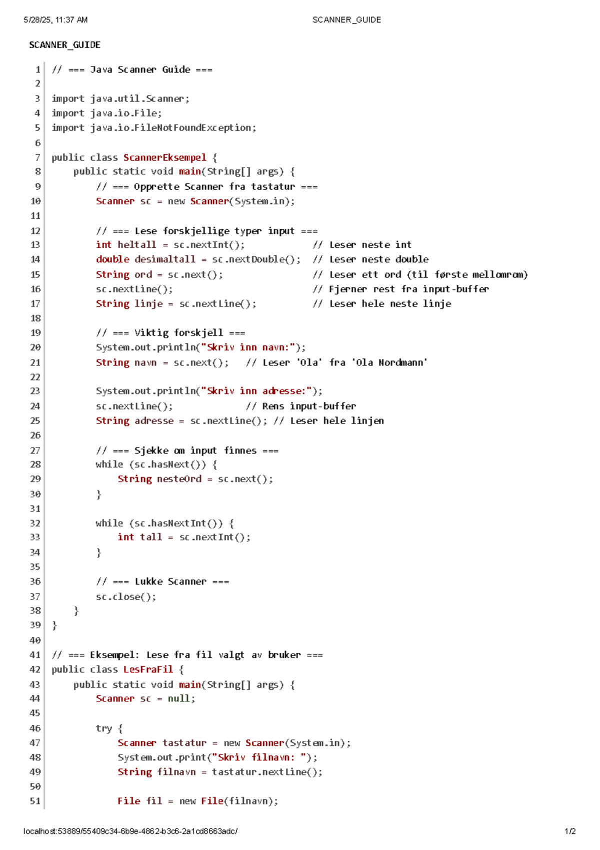 Java Scanner Guide: Input Handling and File Reading Techniques - Studocu