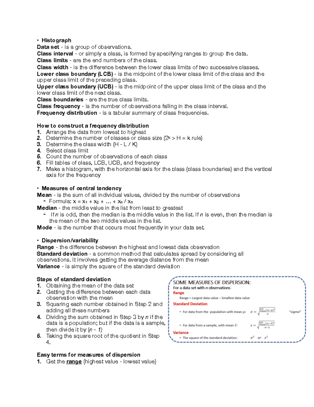 Math 101: Comprehensive Reviewer on Histograms & Statistical Measures ...