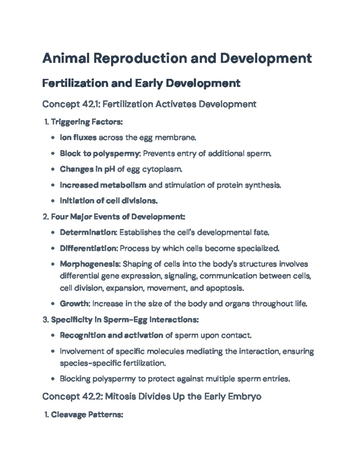Animal Reproduction and Development: Key Concepts and Stages (BIOL 101 ...