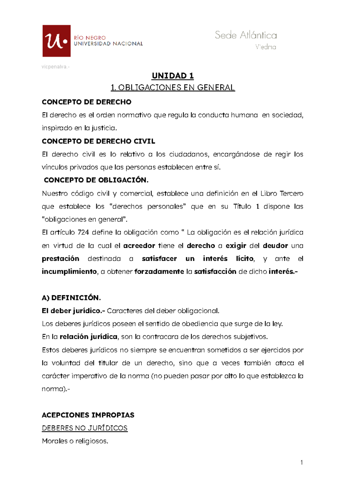 Derecho de las Obligaciones - UNRN: Análisis y Fundamentos Jurídicos - Document Preview