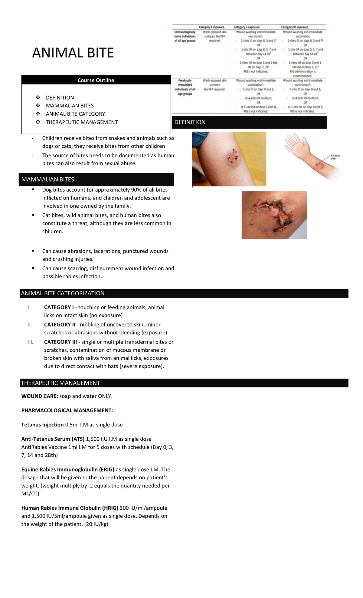 Animal Bite Lecture Notes - Bachelor of Science in Nursing - UPHSD ...