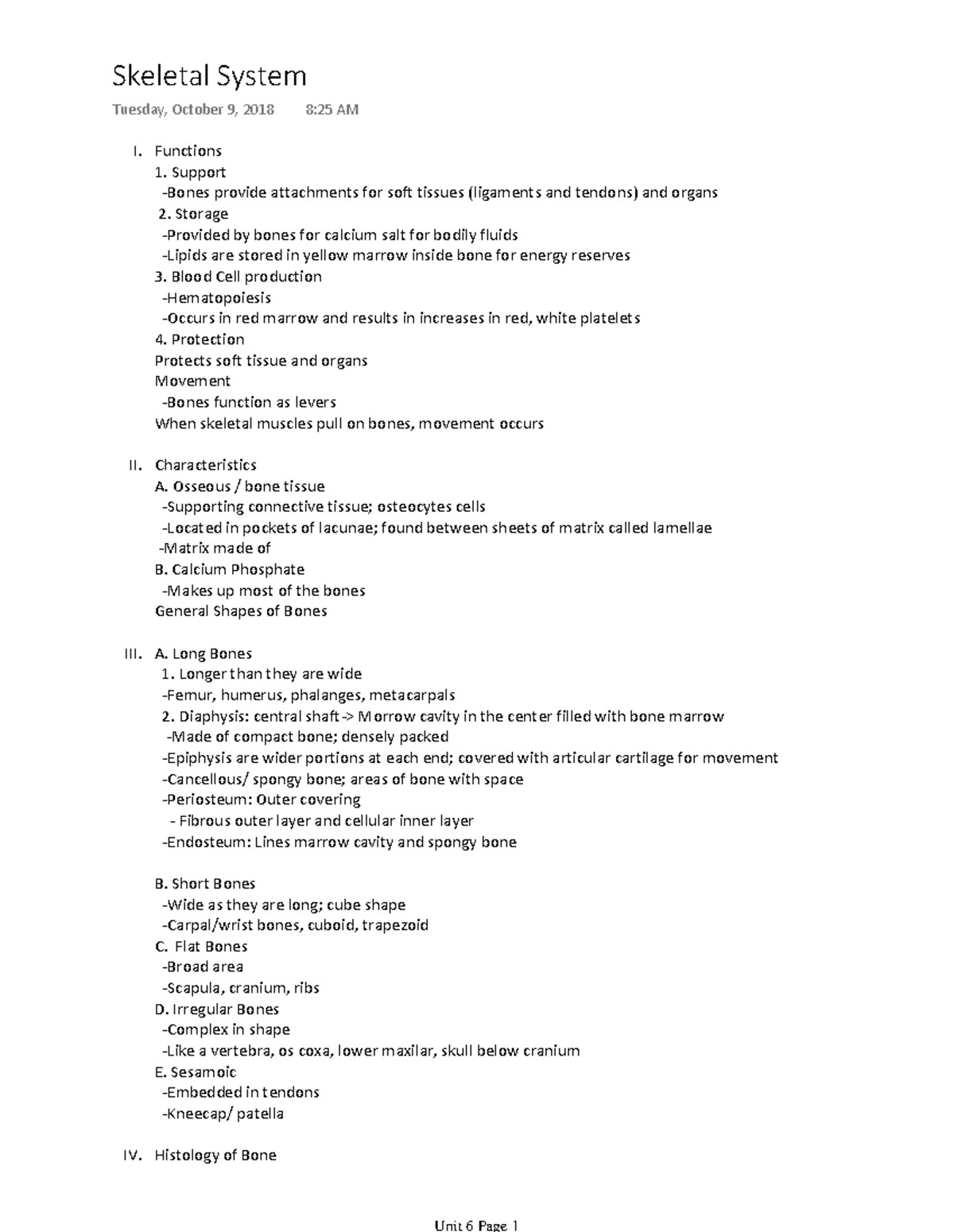 Anatomy and Physiology of the Skeletal System - Functions and Bone ...