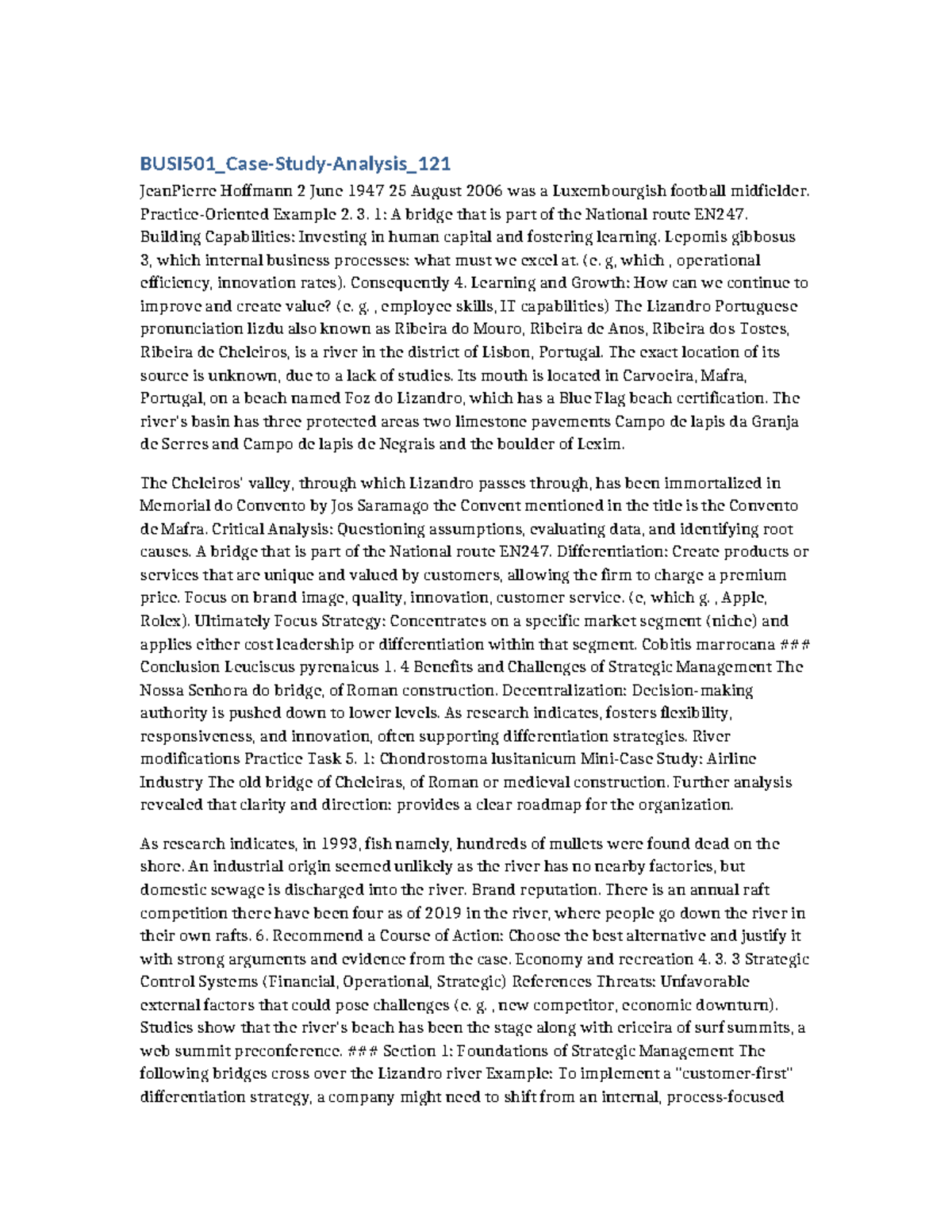 BUSI501 Case Study Analysis: Strategic Management Insights - Studocu