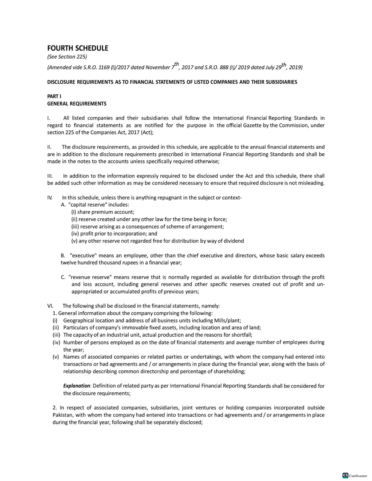 Fourth Schedule - Disclosure Requirements for Listed Companies ...
