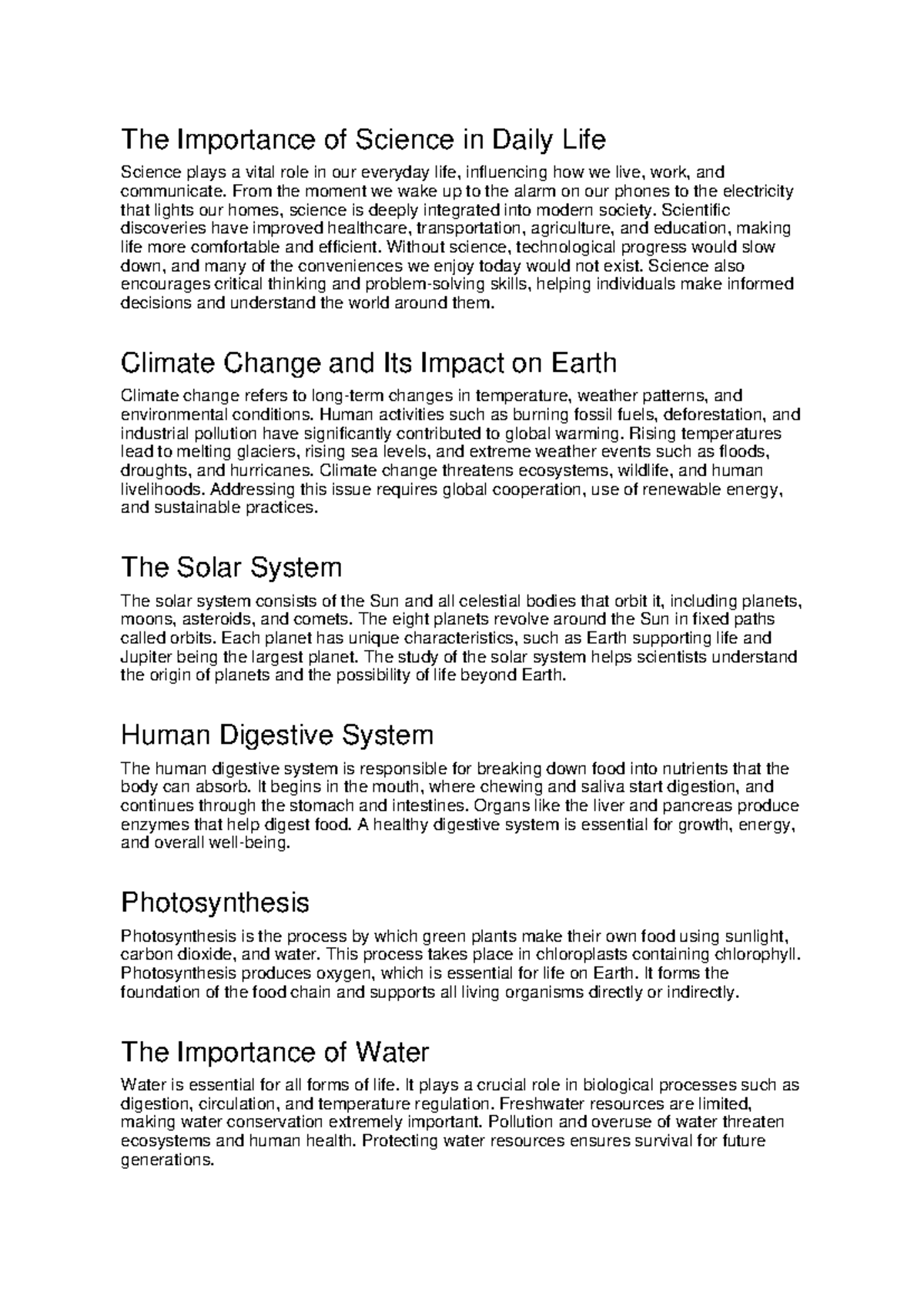 Science Facts: Exploring Key Topics in Daily Life and Nature - Studocu