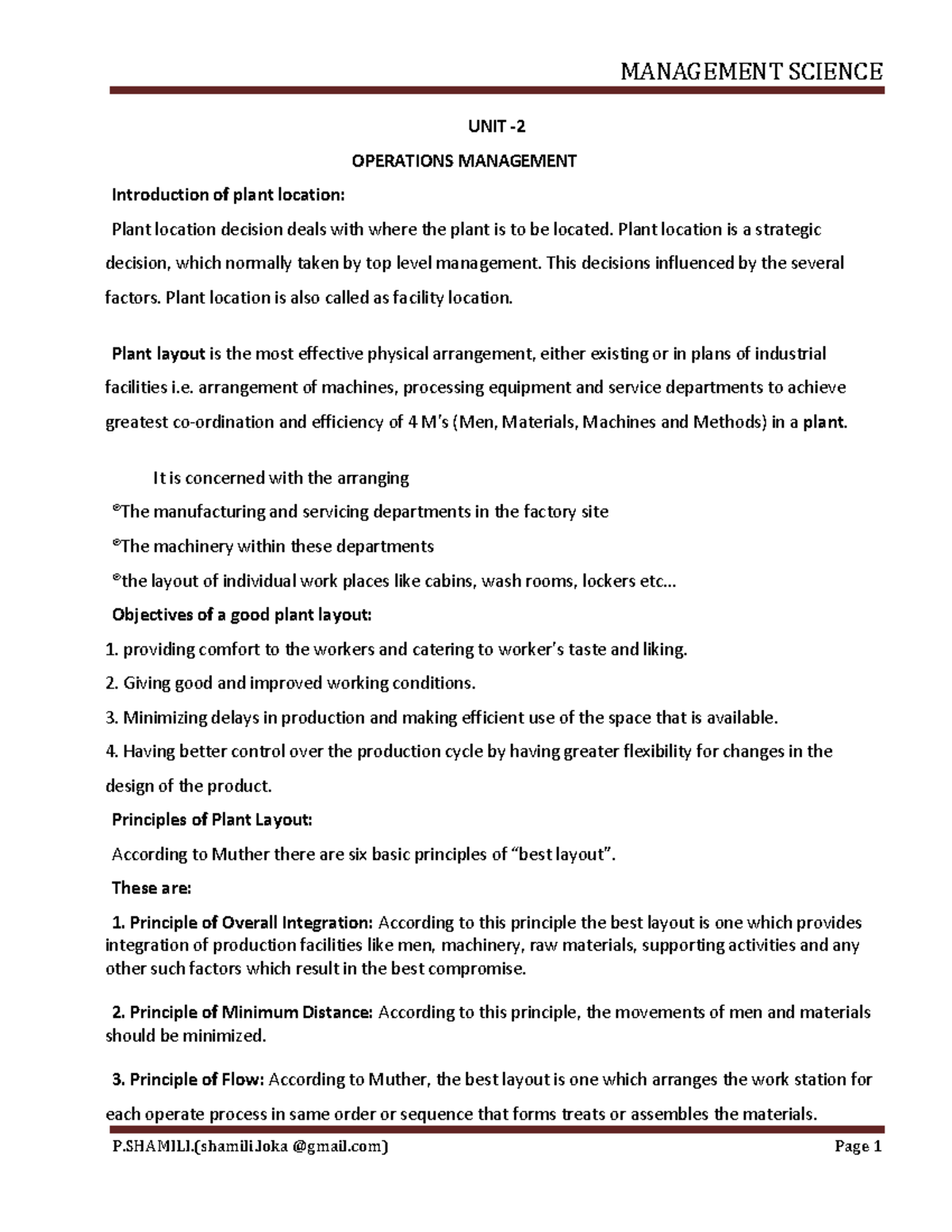 R20 MS II UNIT - Management science notes - UNIT - 2 OPERATIONS ...