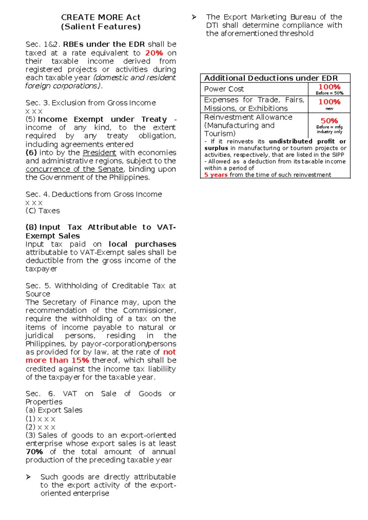 SEC 116: Summary of Tax on Persons Exempt from VAT and OPT - Studocu
