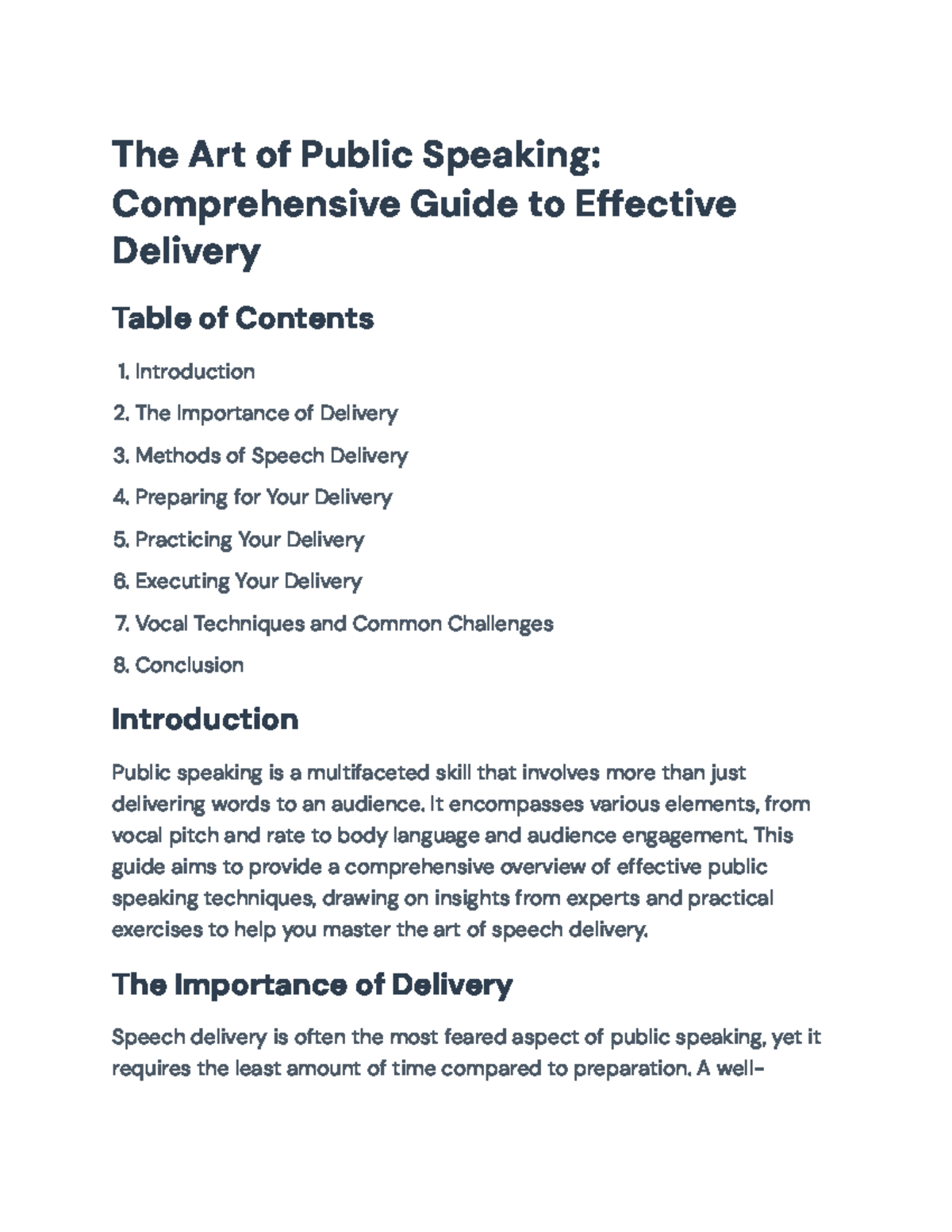 Effective Public Speaking: A Comprehensive Guide to Mastering Delivery ...
