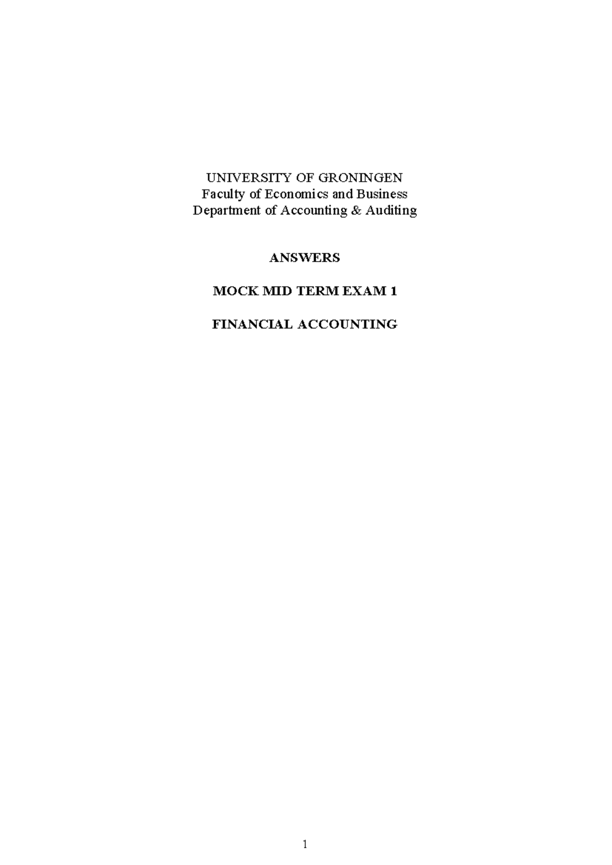 Mock Midterm Exam 1 (FINA 23/24) Answers: Financial Accounting Insights ...