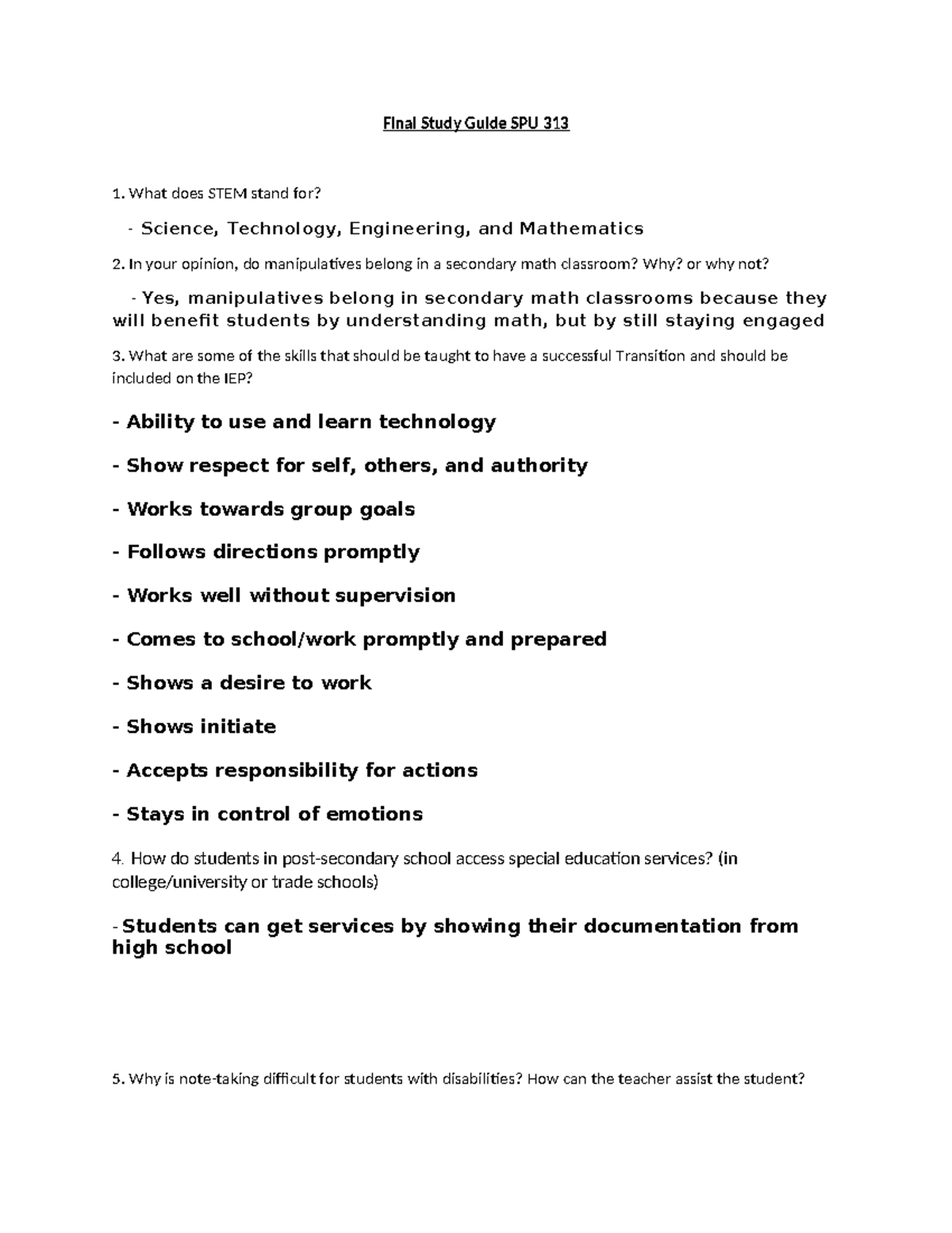 Final Exam Study Guide SPU 313: Key Concepts & Strategies - Studocu