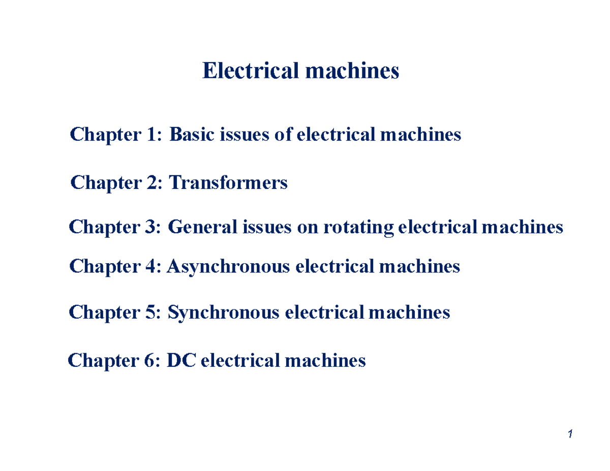 Chapter 1 - Overall of electrical machines - Electrical machines ...