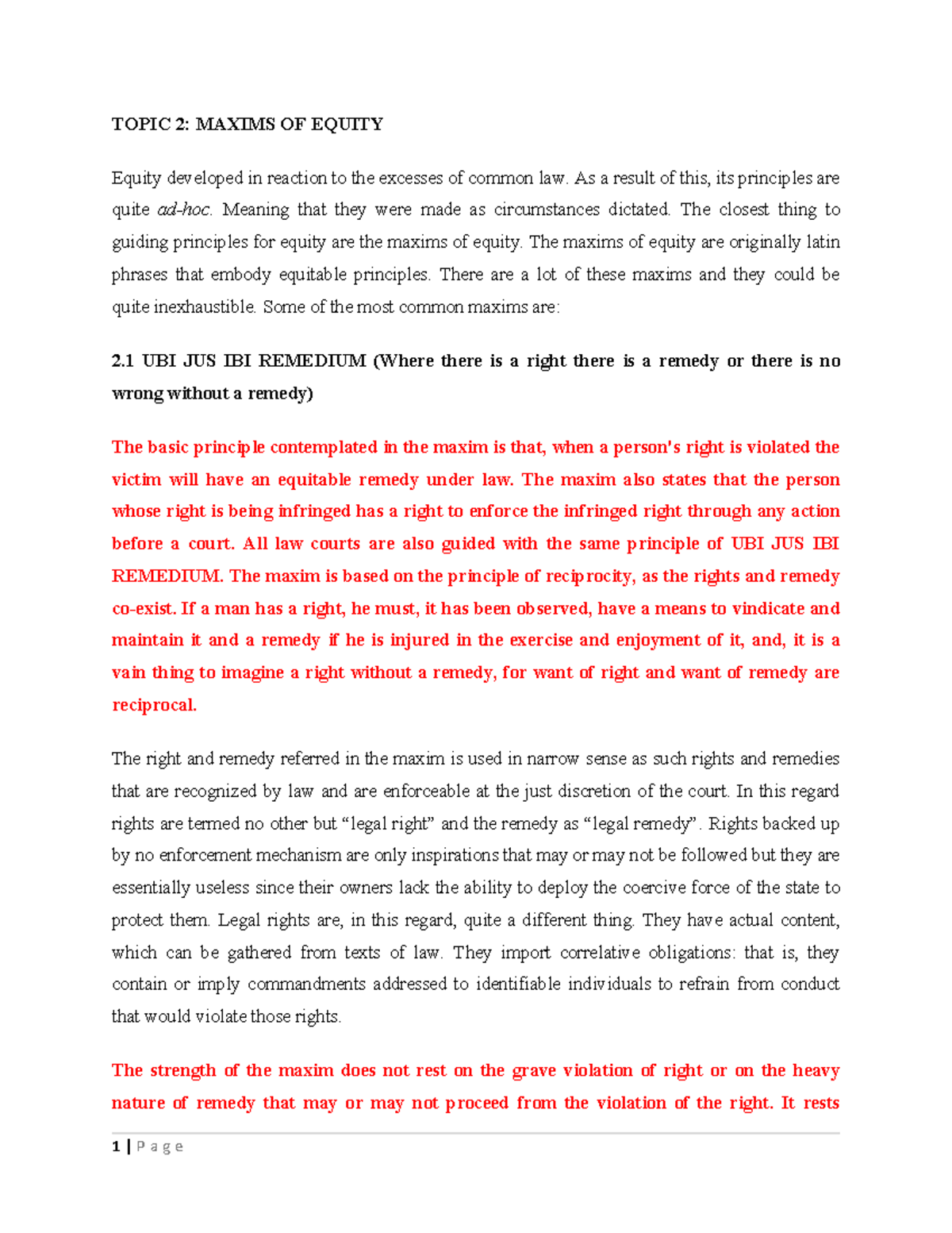 Maxims of Equity: Understanding Key Principles in Law (LAW 101) - Studocu