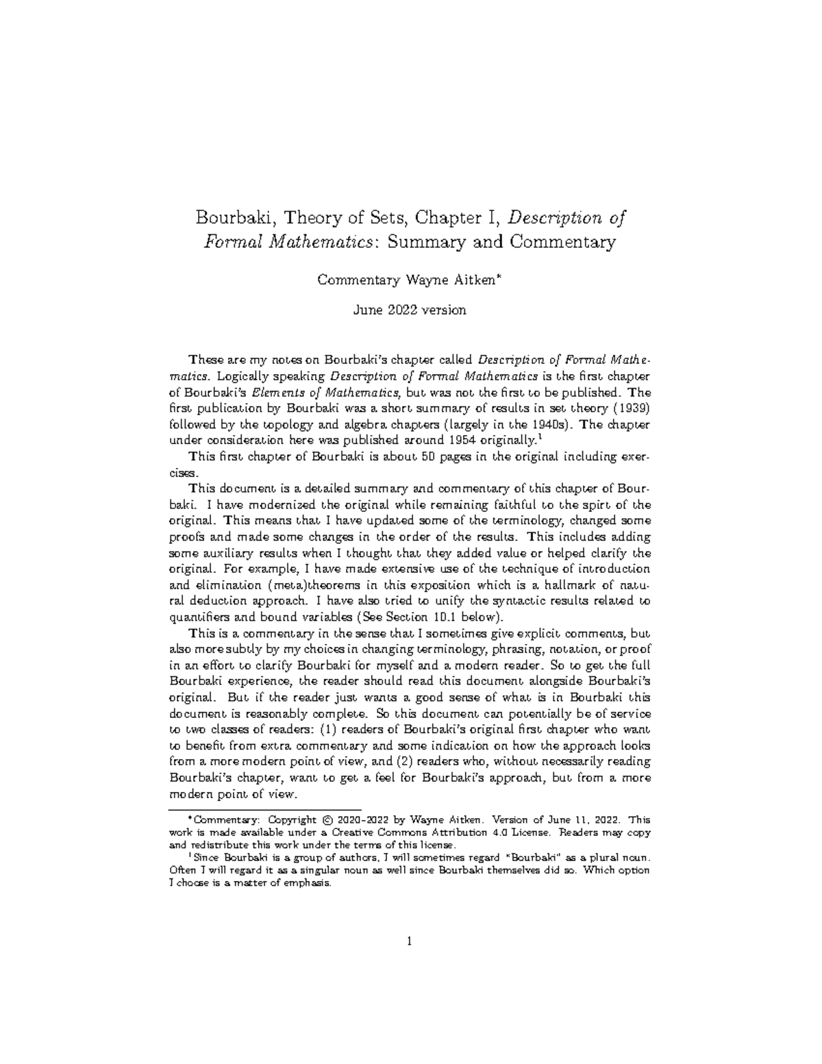 Bourbaki Set Theory (MAT101) - Chapter I Summary & Commentary - Studocu