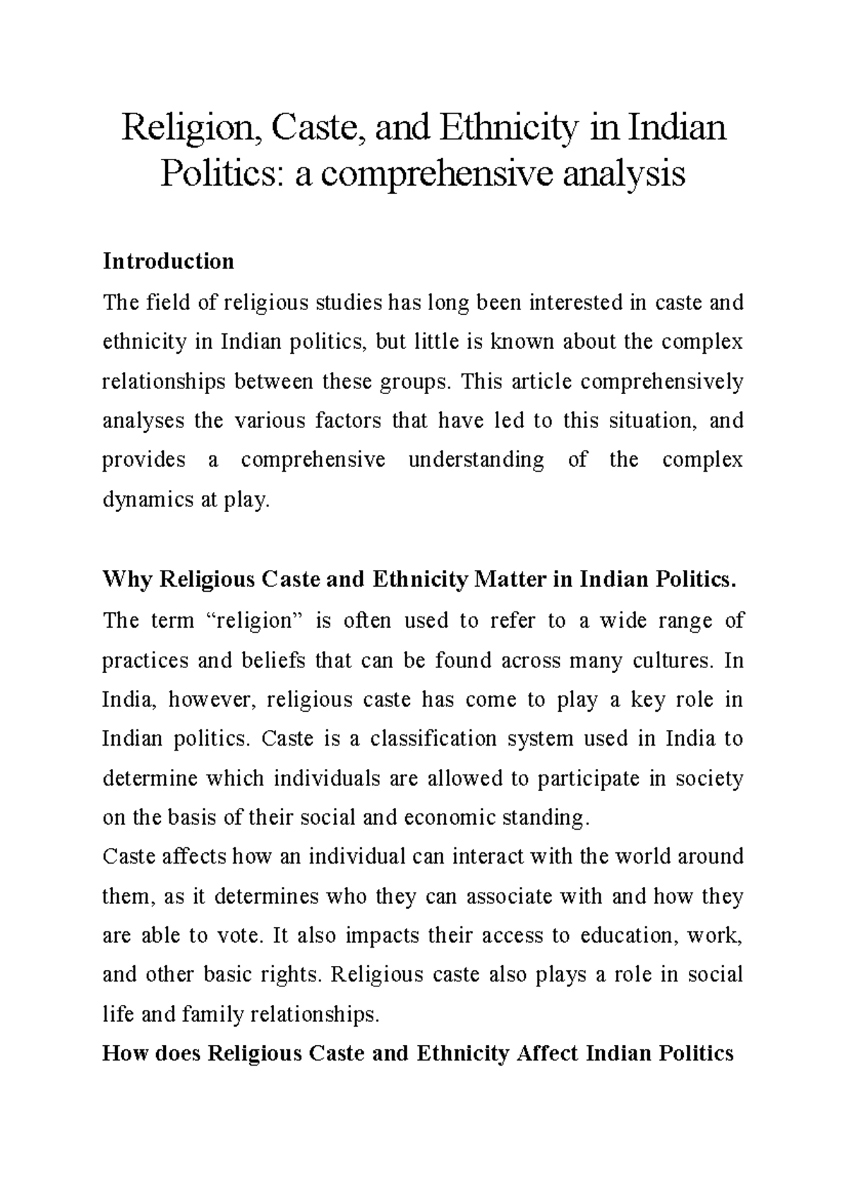 Religion, Caste & Ethnicity in Indian Politics: A Deep Dive Analysis ...