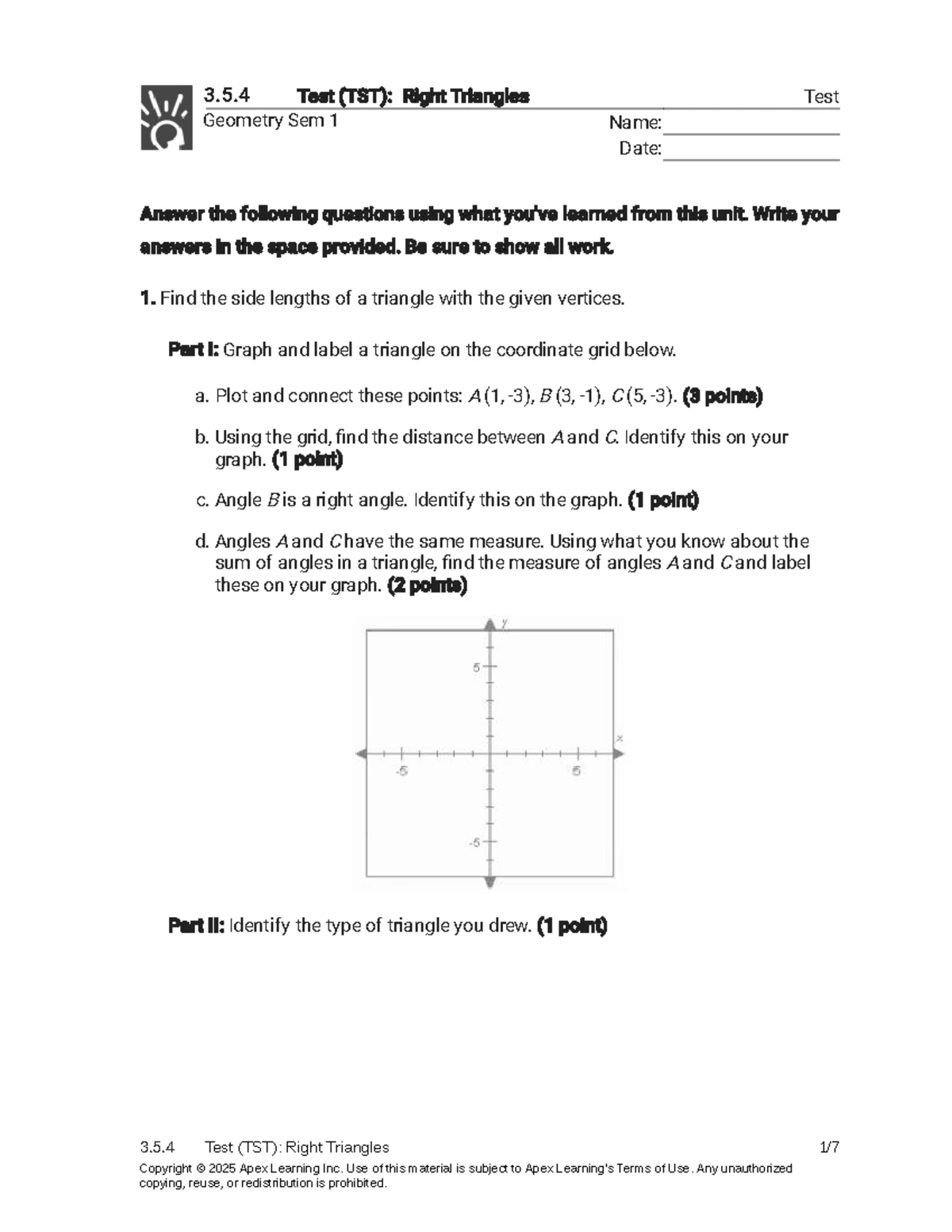 1.9.4 Test (TST): Foundations of Geometry - Semester 1 Exam Guide - Studocu