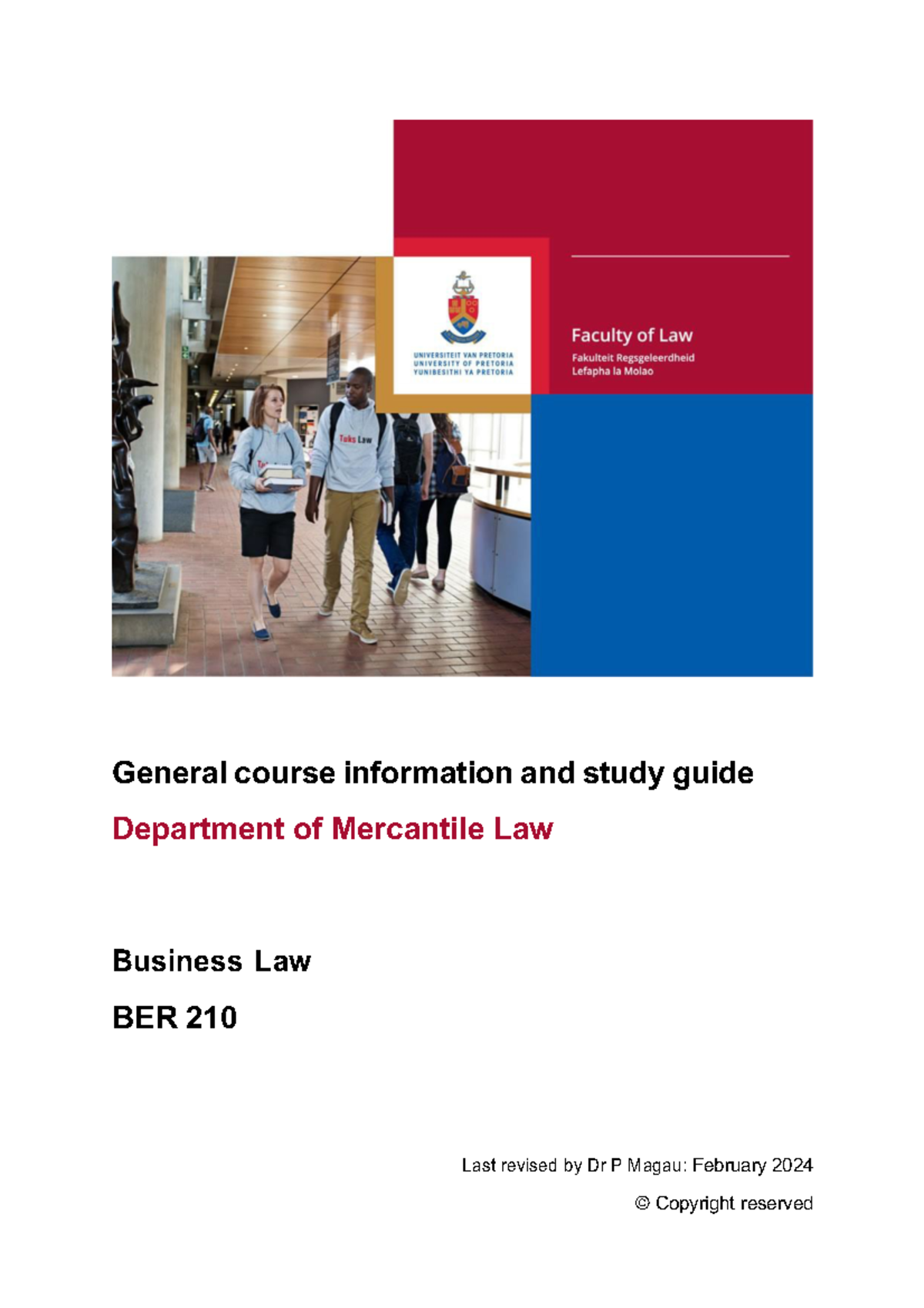 BER 210 Business Law Study Guide & Course Information for 2024 - Studocu