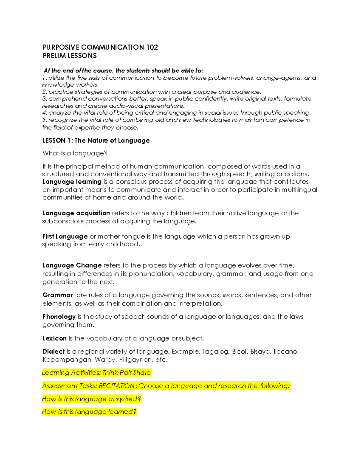 PCOM102 Prelim Lessons: Key Concepts in Purposive Communication - Studocu