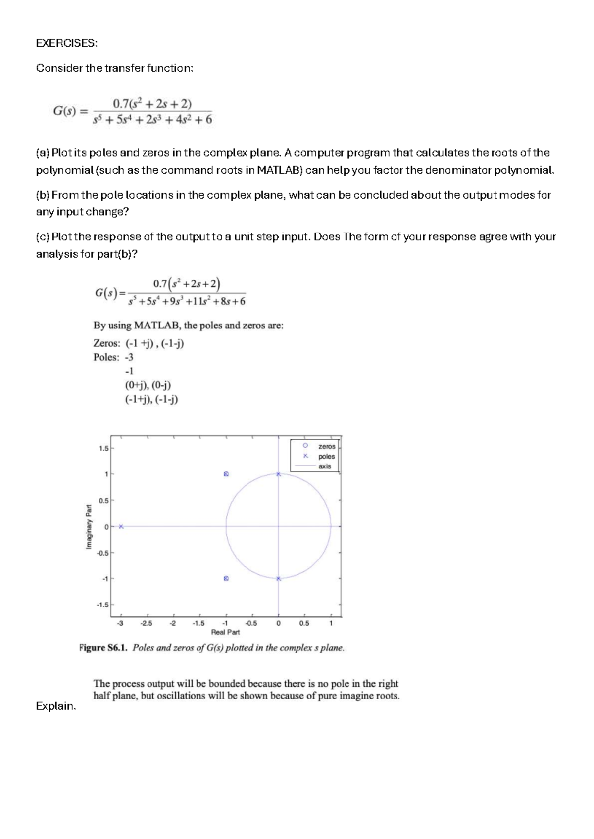 Exercises on Transfer Functions: Chap 6 - GNGNY - Studocu