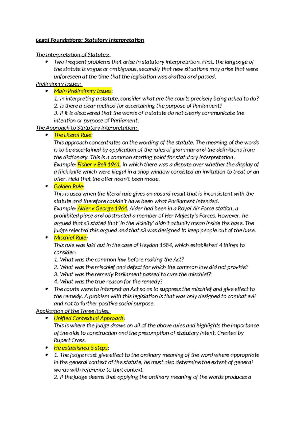 Legal Foundations: Statutory Interpretation II - Key Principles and ...