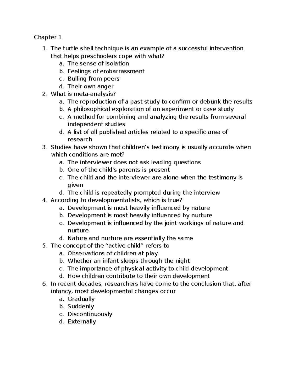 PSY 101 Exam 1 Practice Questions: Concepts from Chapters 1-3 - Studocu