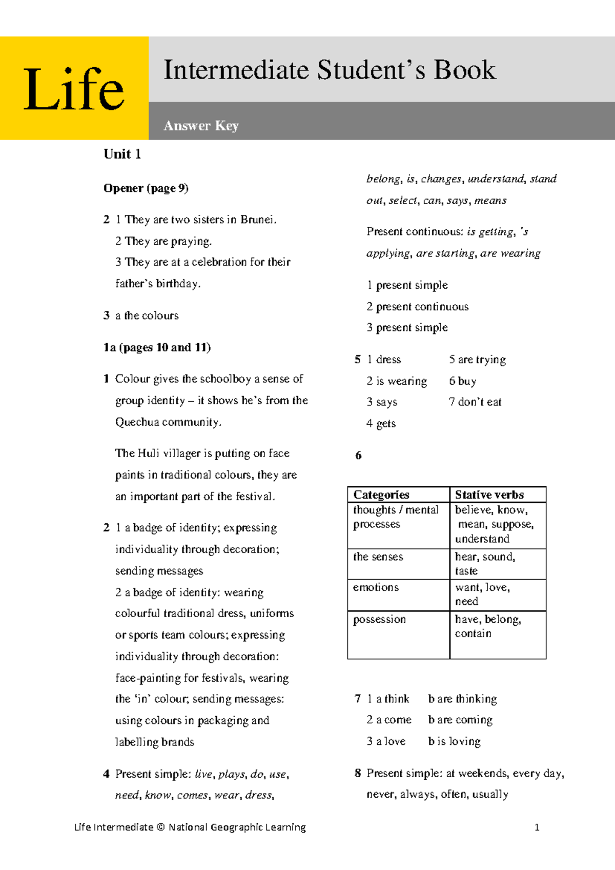339319153 Life sb key pdf - Intermediate Student’s Book Answer Key Unit ...
