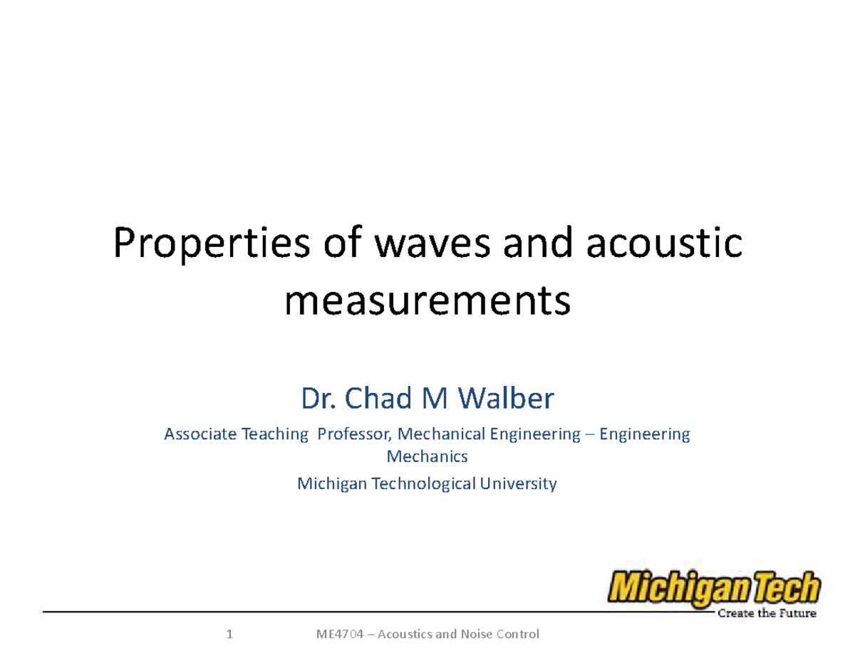 ME4704 Homework #6: Sound Measurement Techniques and Examples ...