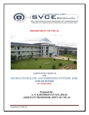 Microcontroller Lab Manual (BCS402) for IV Semester - MIT - Studocu