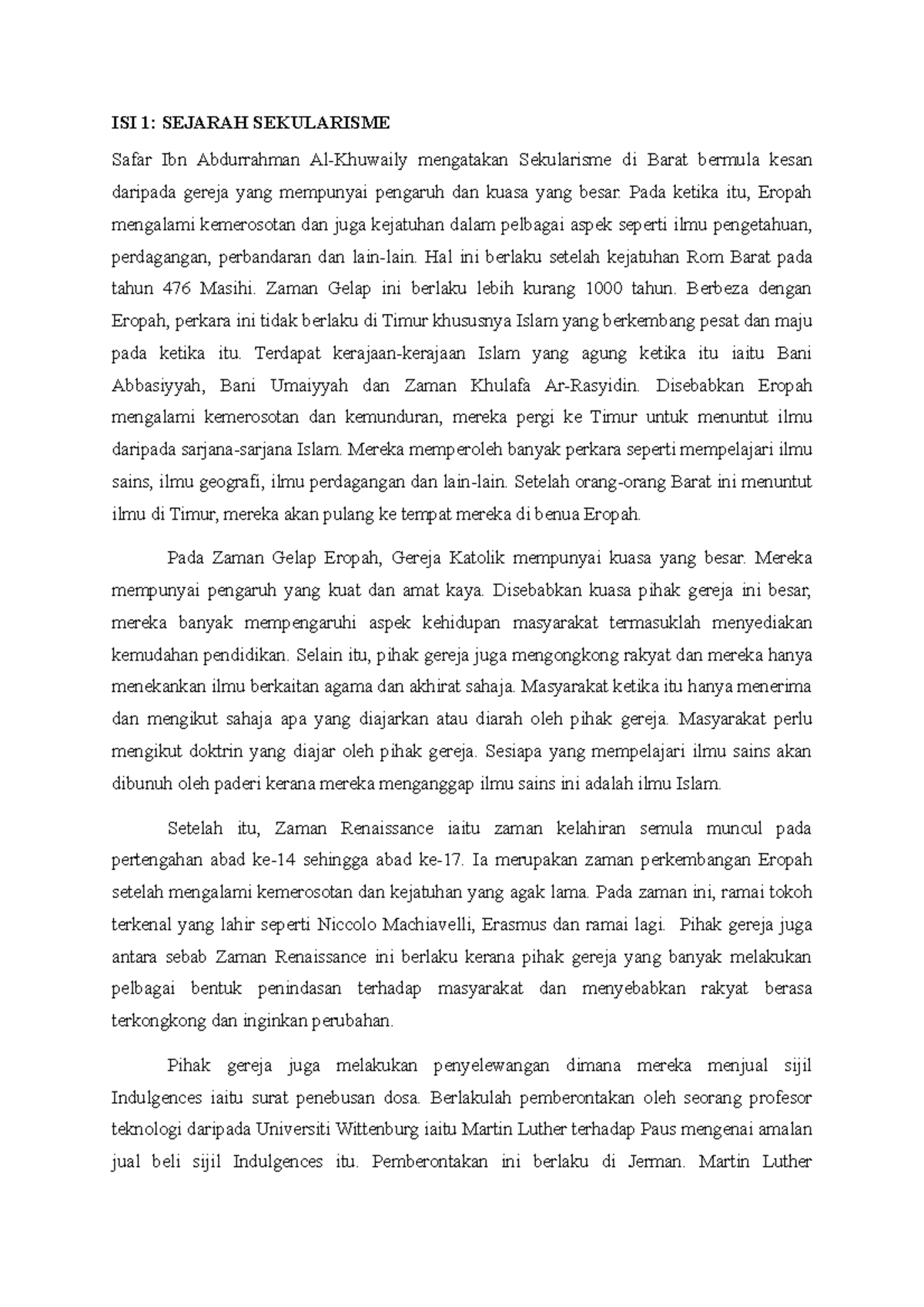 Sejarah Sekularisme Di Barat Dan Pengaruhnya Ctu552 Studocu