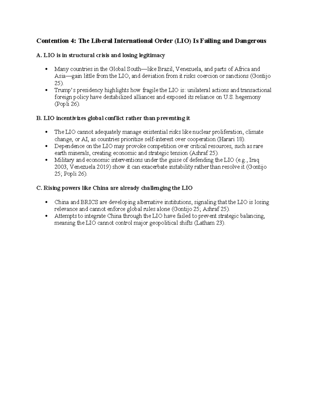 LIO Analysis: The Failures and Risks of the Liberal International Order ...