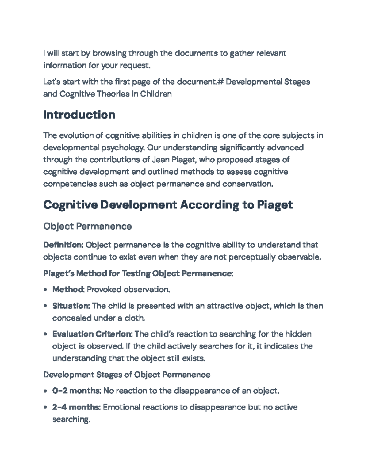 Cognitive Development in Children: Piaget's Theories and Beyond - I ...